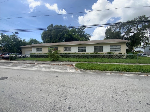 view of single story home