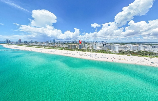 1500 Ocean Dr Unit 1201, Miami Beach, FL 33139 - bird's eye view featuring a water view and a beach view