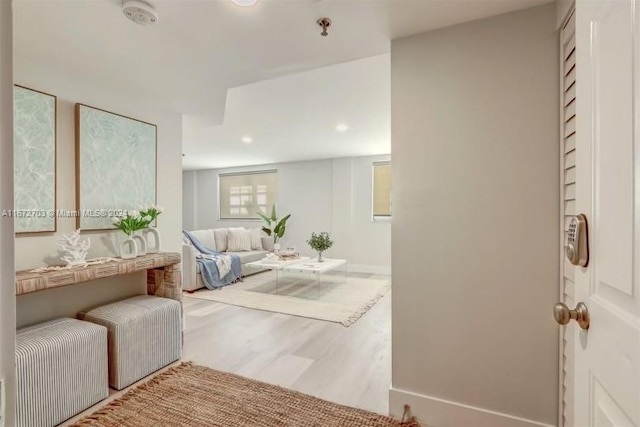 living room with hardwood / wood-style flooring