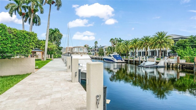 dock area featuring a water view