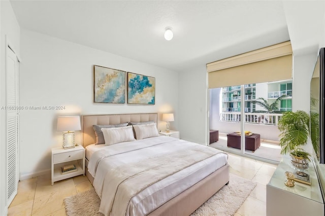 bedroom with light tile patterned flooring