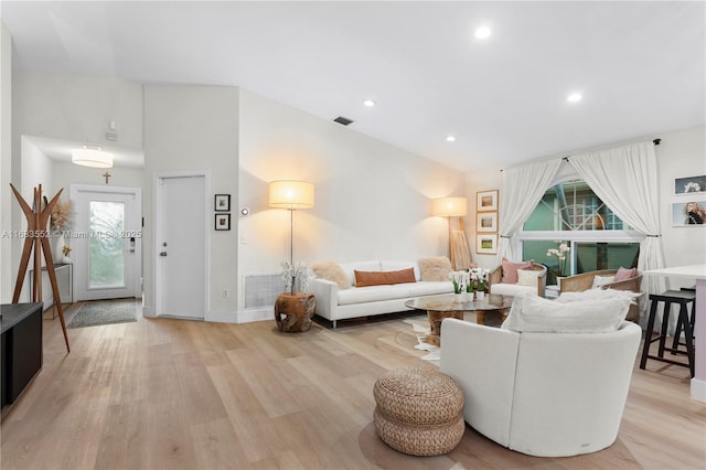 living room featuring light wood-type flooring