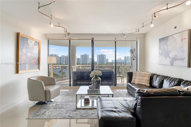 3600 Yacht Club Dr Unit 803, Aventura, FL 33180 - living area with a city view, a wealth of natural light, expansive windows, and rail lighting