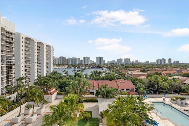 bird's eye view featuring a water view