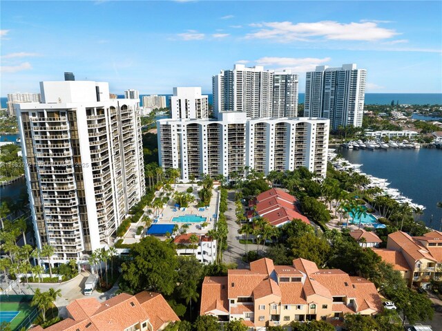 3600 Yacht Club Dr Unit 803, Aventura, FL 33180 - aerial view featuring a water view and a view of city