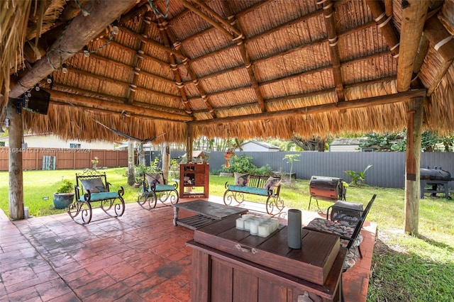 view of patio / terrace featuring a gazebo