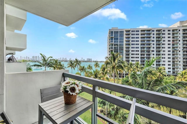 balcony with a water view