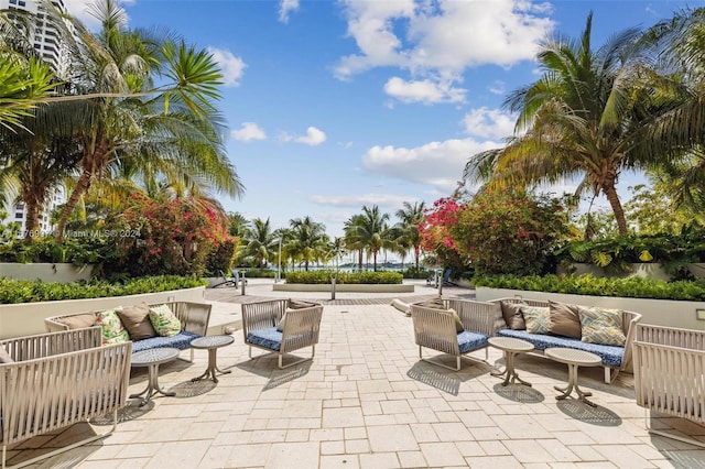 view of patio with an outdoor hangout area