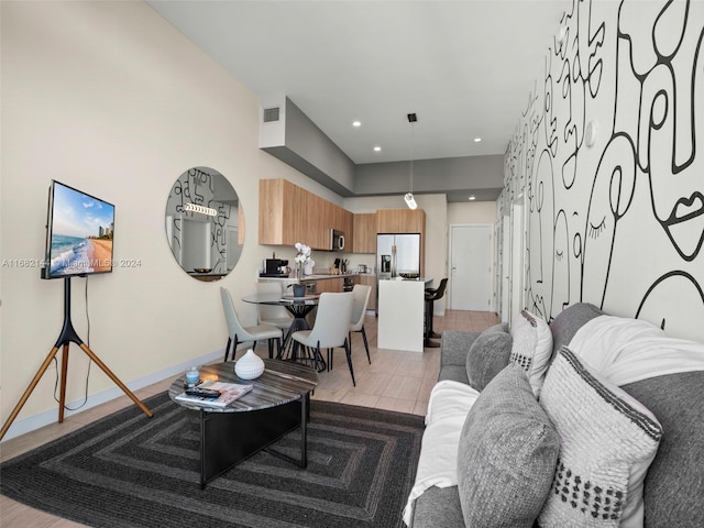 living room featuring light hardwood / wood-style floors