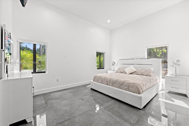 bedroom featuring a high ceiling