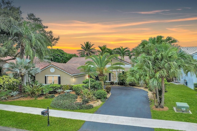 view of front of home featuring a lawn