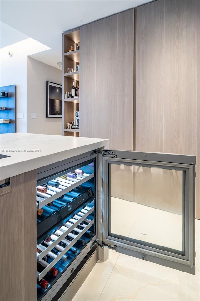 bar with wine cooler