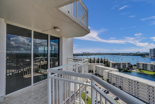 balcony with a water view