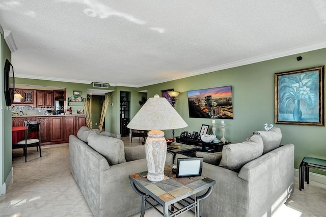 18011 Biscayne Blvd Unit 1705, Aventura, FL 33160 - living room with a textured ceiling and crown molding