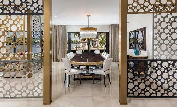 dining area featuring a chandelier