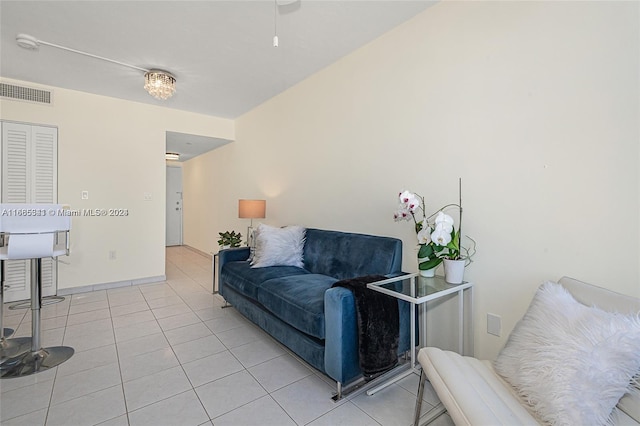 view of tiled living room