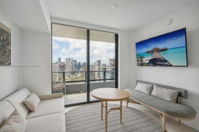 601 Ne 1st 4114, Miami, FL 33132 - living room featuring floor to ceiling windows