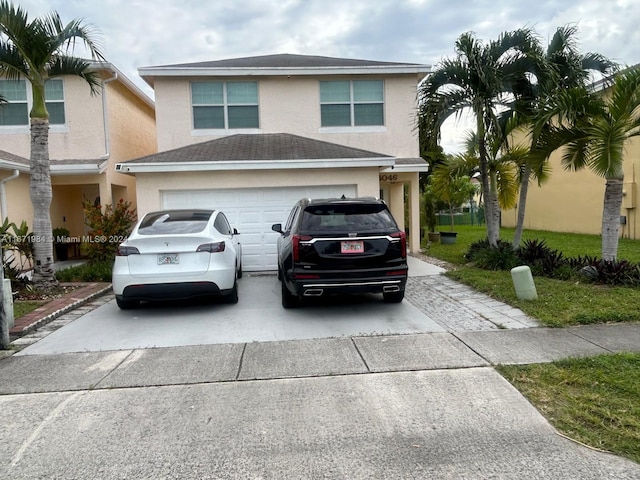 view of front property with a garage