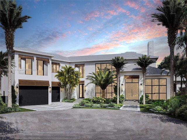 contemporary house featuring a garage