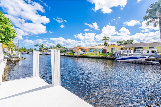 dock area featuring a water view