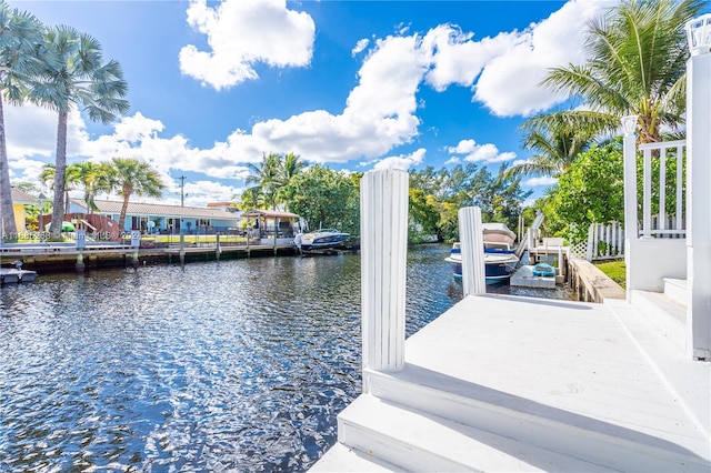 dock area featuring a water view