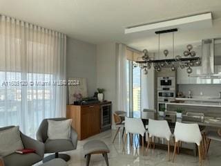 dining area featuring wine cooler