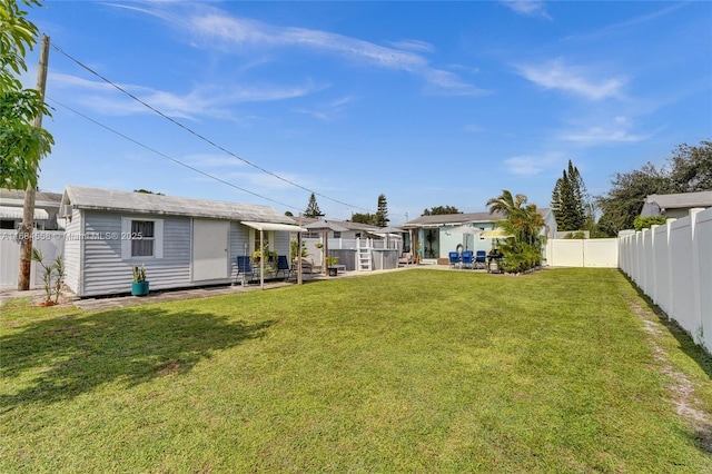 rear view of house featuring a patio and a lawn