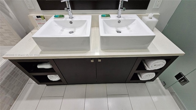 bathroom featuring vanity and tile patterned floors