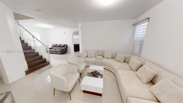 view of tiled living room