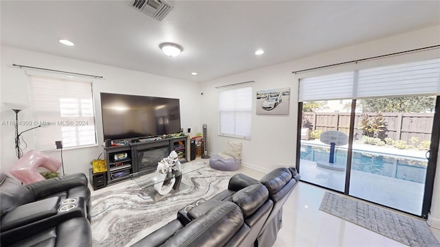 view of tiled living room