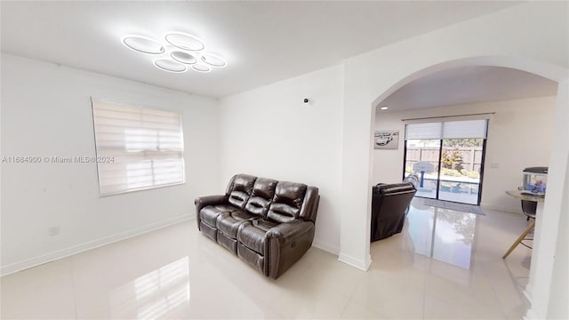 view of tiled living room