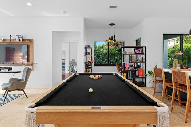 rec room featuring pool table