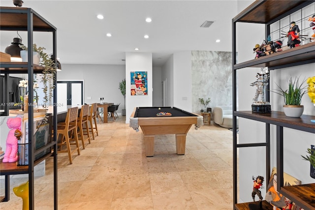 playroom with pool table