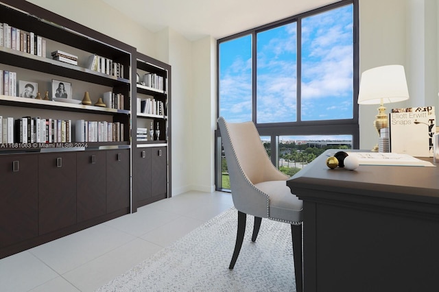 view of tiled office space