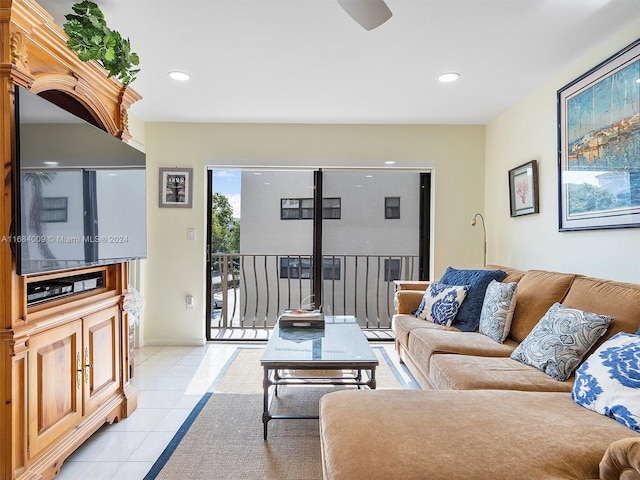 view of tiled living room