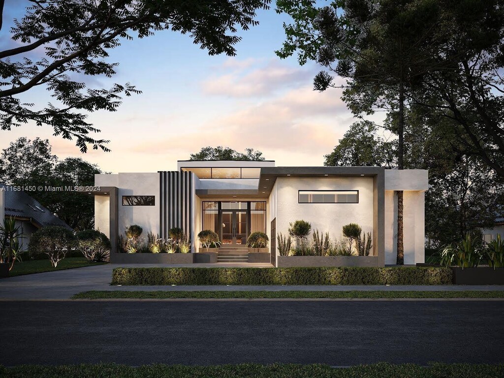 2161 NE 124th St, North Miami, FL 33181 - contemporary house with stucco siding and driveway