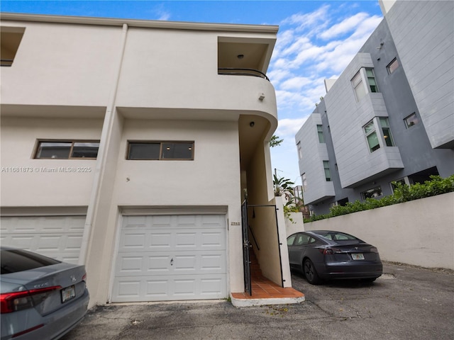 exterior space featuring a garage