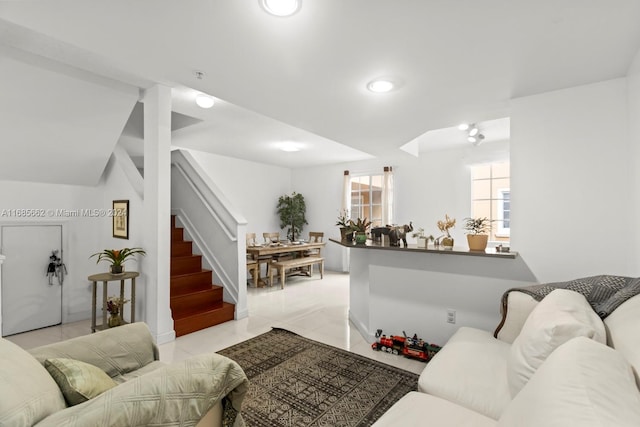 view of tiled living room