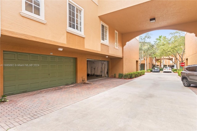 exterior space featuring a garage