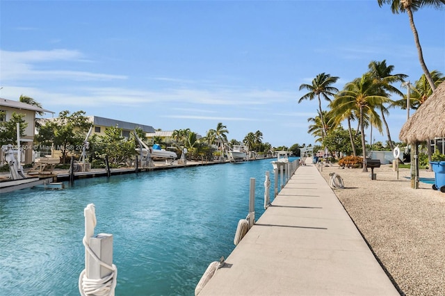 view of dock featuring a water view