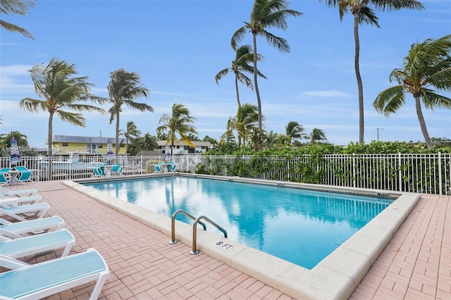 view of swimming pool with a patio