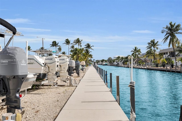 dock area featuring a water view