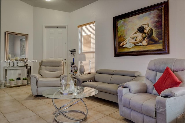 view of tiled living room