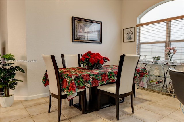 view of tiled dining space