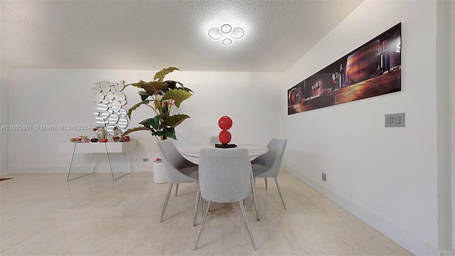 dining room with a textured ceiling