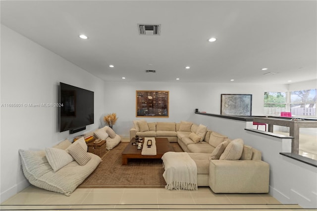 view of tiled living room