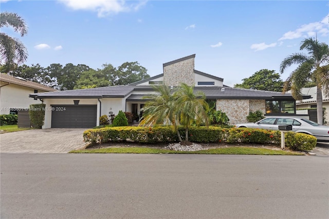 contemporary home featuring a garage