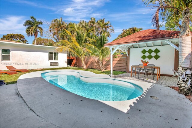 view of swimming pool featuring a patio area