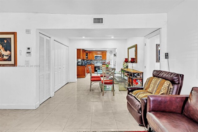 view of tiled living room