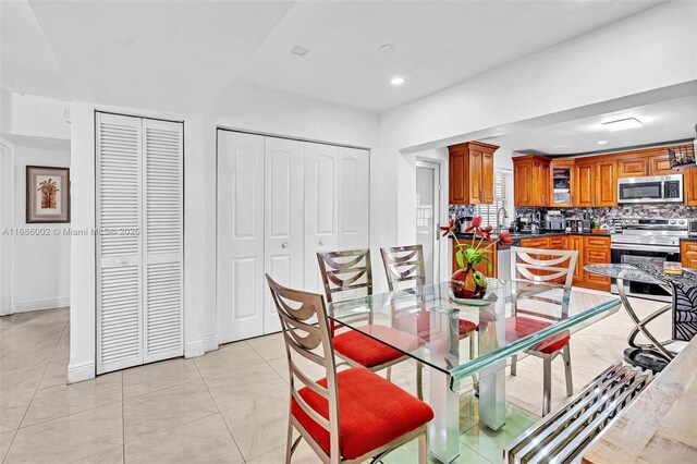 view of tiled dining area